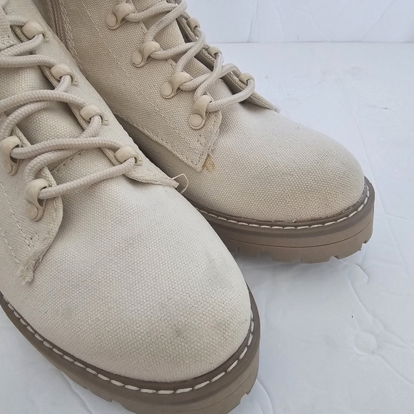 Universal Thread Cream Lace Up Combat Boot Easy Zip Size 8.5 M - Picture 4 of 8